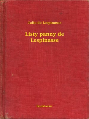 cover image of Listy panny de Lespinasse